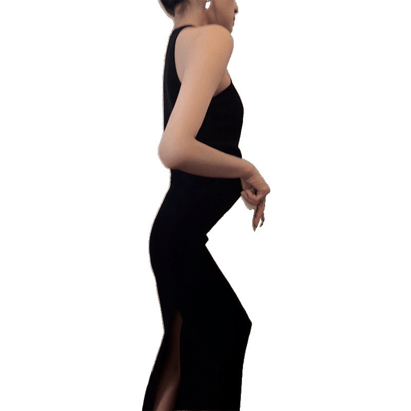 Retro Halter-neck Knitted Camisole Dress For Women photo 6