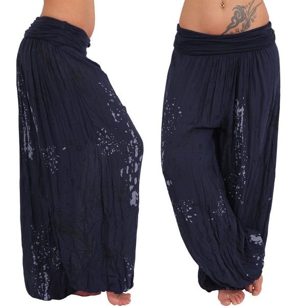 Women's Casual Loose Wide-Leg Pants With Digital Print And Drawstring photo 3