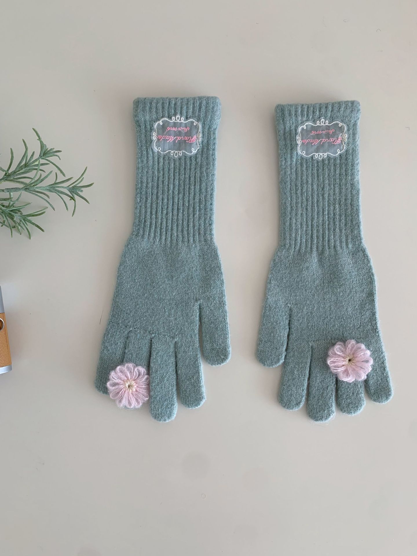 Women's Winter Lace Flower Knitted Gloves photo 6
