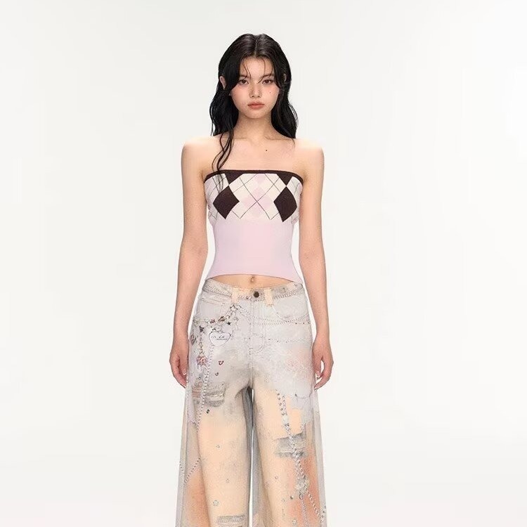 Painted Vintage Wide-leg Loose-fit American-style Floor-length Jeans photo 2