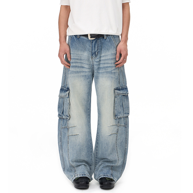 American-style High-street Three-dimensional Pocket Bootcut Jeans photo 1