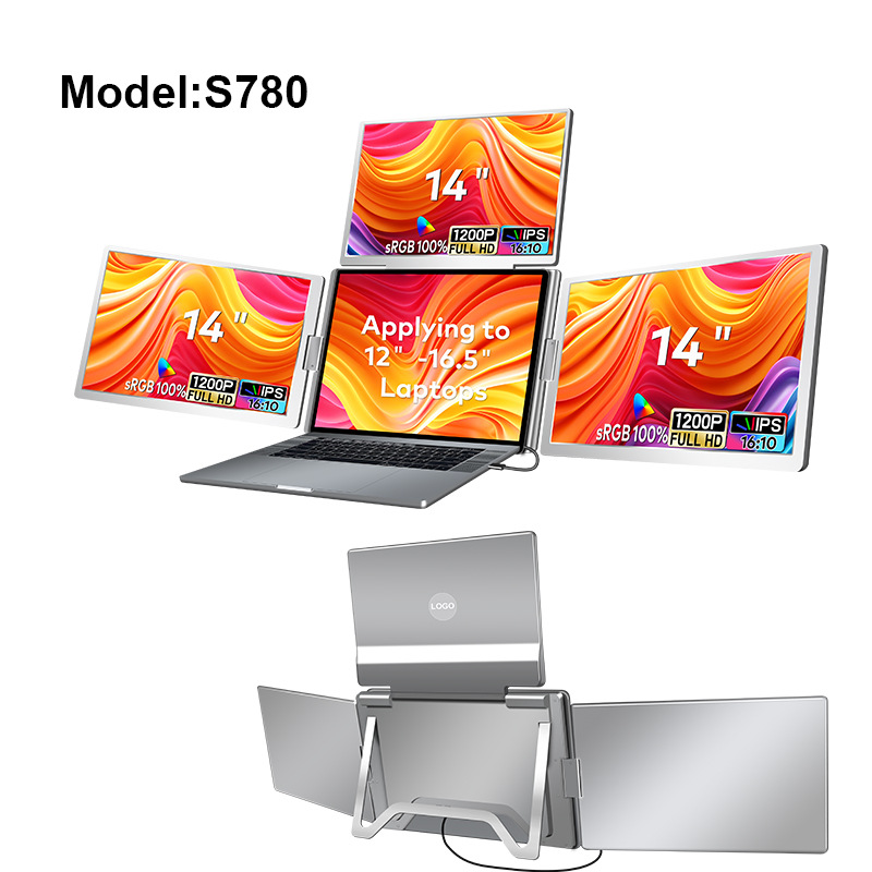 Portable Triple-screen Display Connect Three Screens With A Single Cable Laptop Secondary Display Monitor photo 3