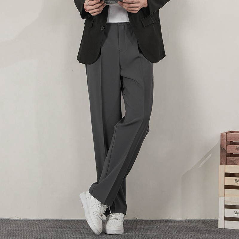 Loose-fitting Straight-leg Trousers Ice-silk White Suit Pants For Men photo 5