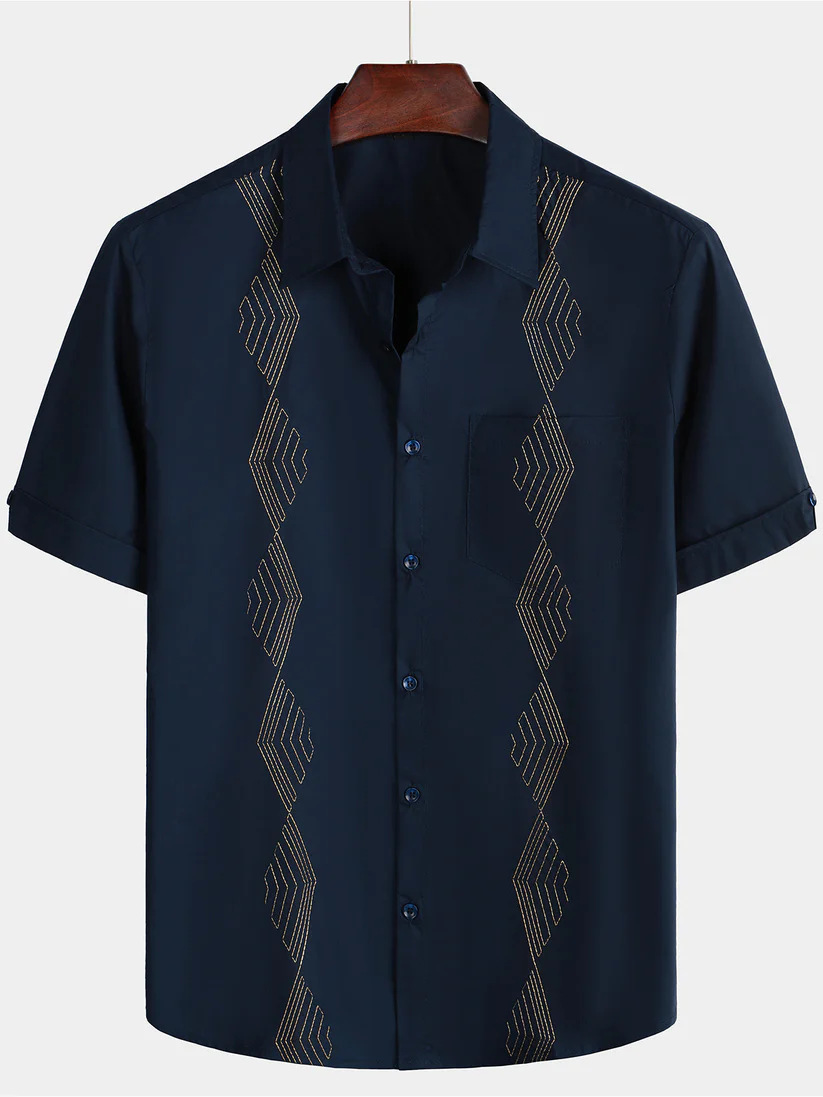 Short-sleeved Lapel-printed Loose-fitting Casual Shirt photo 6