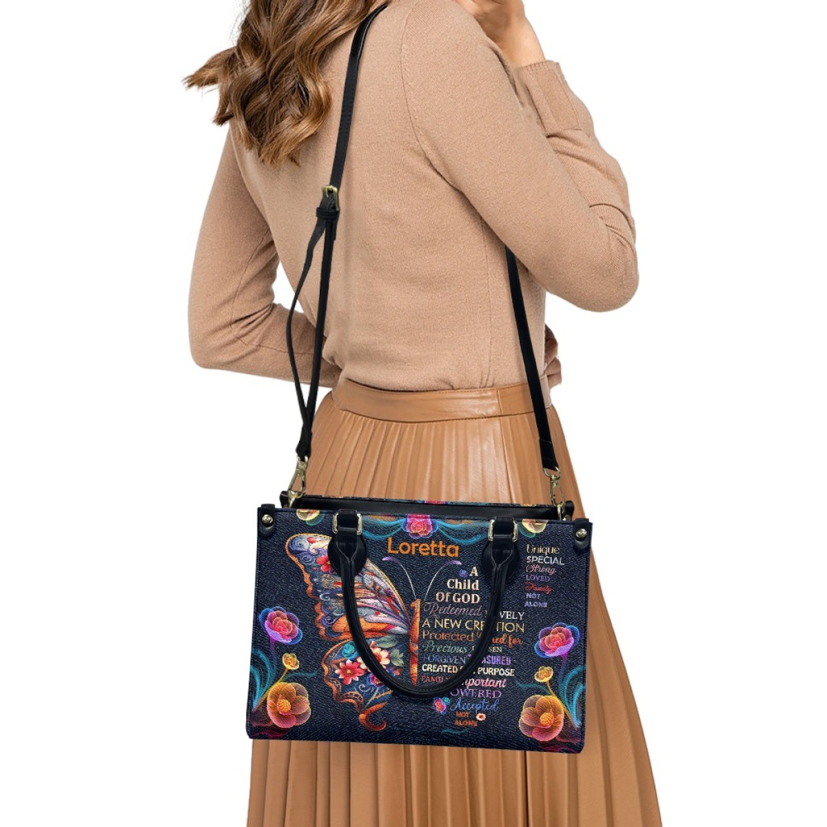 African Girl Butterfly Zipper Leather Handbag For Women photo 5