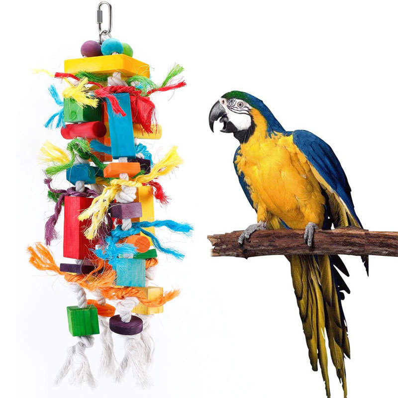 Wooden Color Nibbling Toy Medium And Large Parrot Bird photo 2