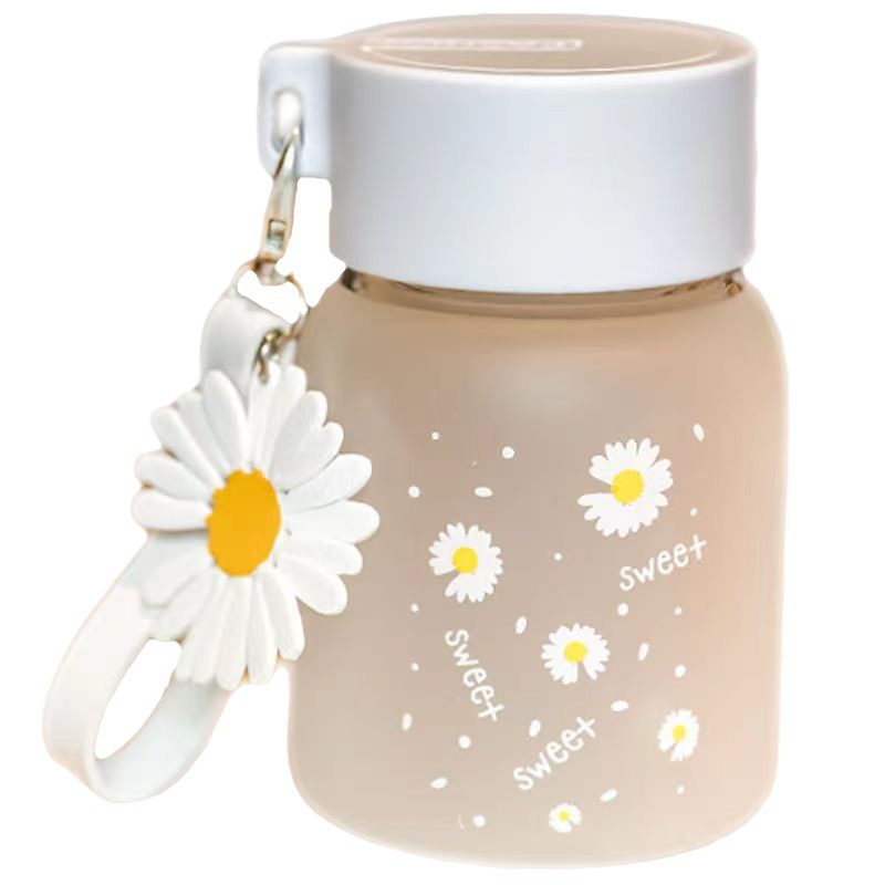 Portable Daisy-patterned Glass Cup photo 3