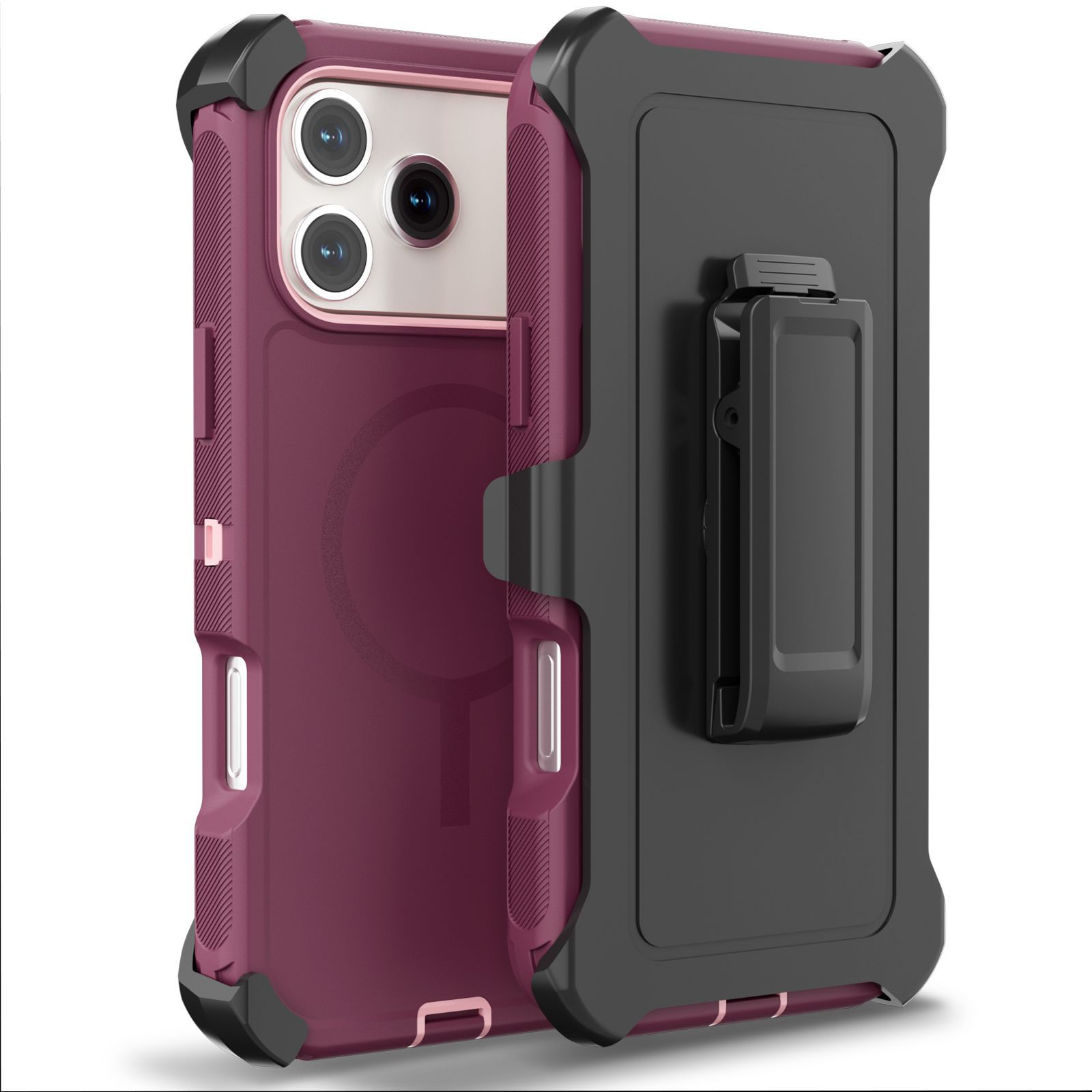 3-in-1 Solid-color Magnetic Phone Case With A Back Clip photo 1