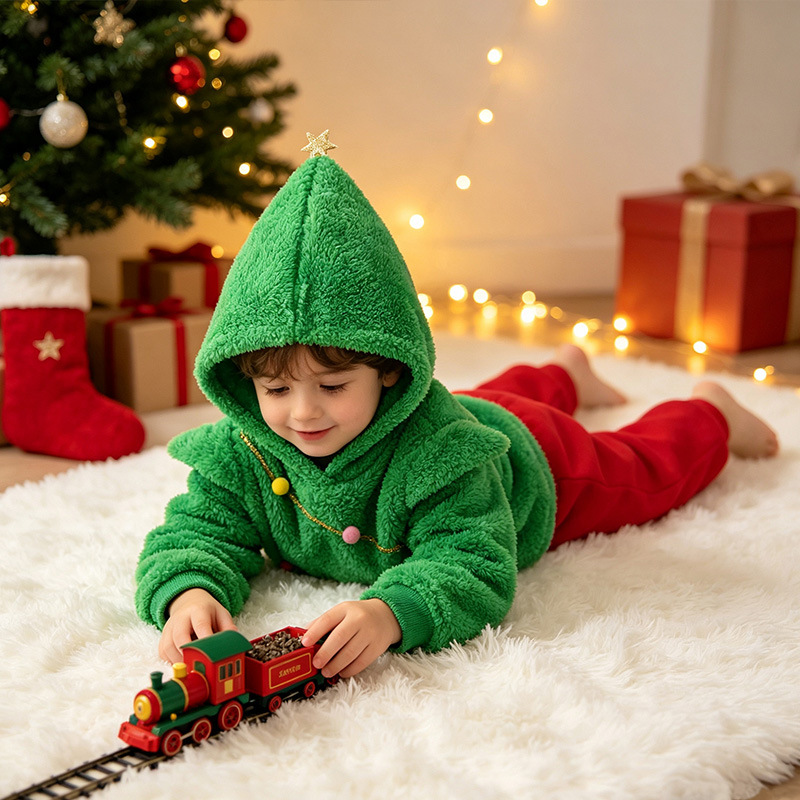 Children's Christmas Tree Costume Set Christmas Party Cosplay Outfit photo 6