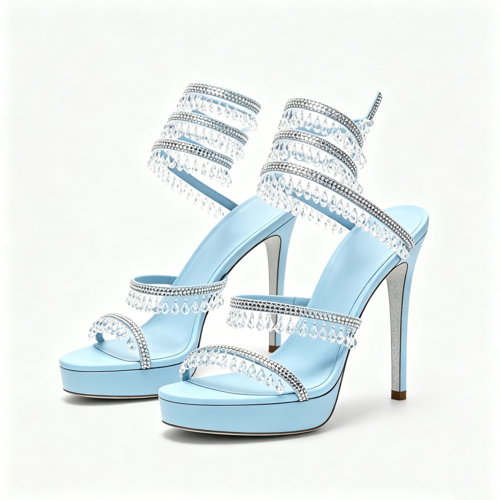 Plus-size Beaded Rhinestone Stiletto Sandals photo 4