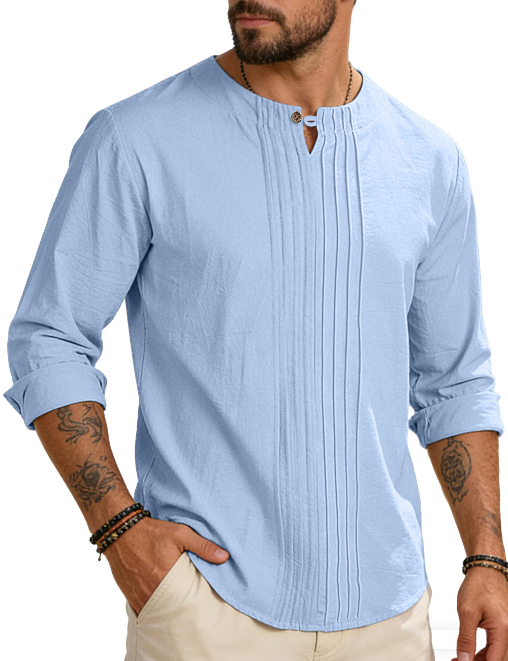 Men's Round-neck, Loose-fit Outerwear Pullover Shirt photo 2