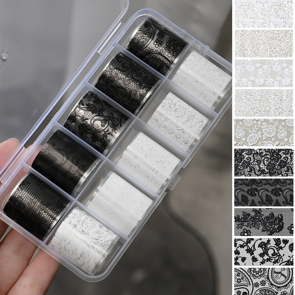 Black And White Lace-pattern Nail Art Transfer Foil photo 2