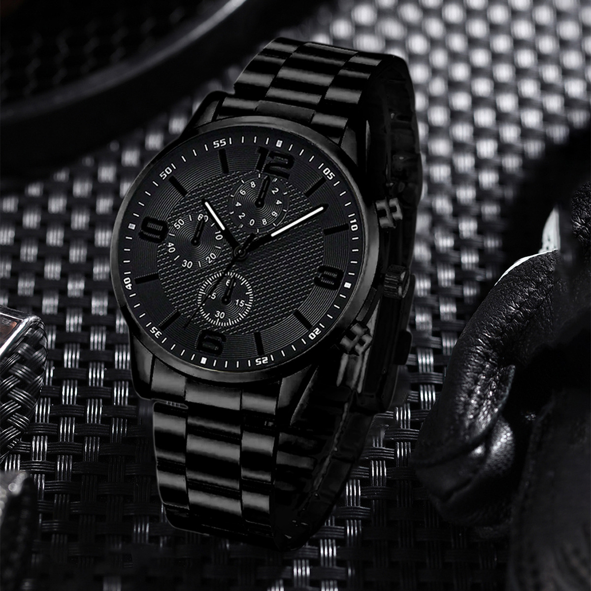 Three-Eye Digital Mens Watch Bracelet And Necklace Set photo 3