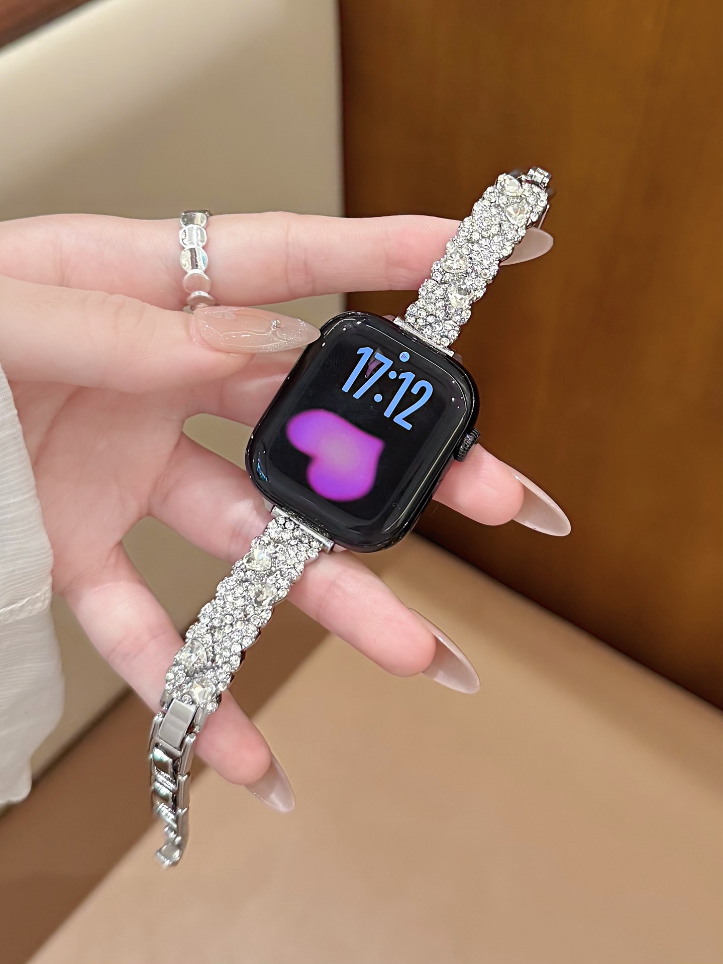 Diamond-Encrusted Bracelet Watch Strap With Heart Motif photo 3