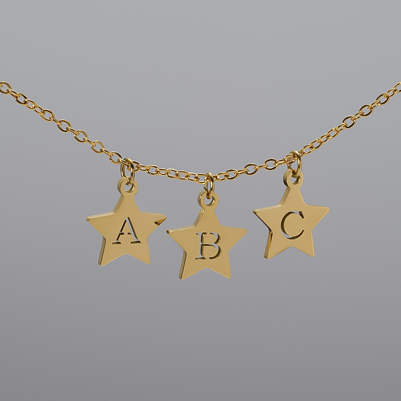 Titanium Steel Bracelet And Necklace Accessories 26-letter 18K Jewelry Pendants photo 3