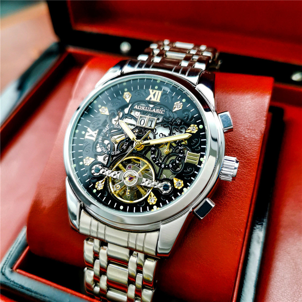 New Mens Large-rotor Skeleton Automatic Mechanical Watch photo 7