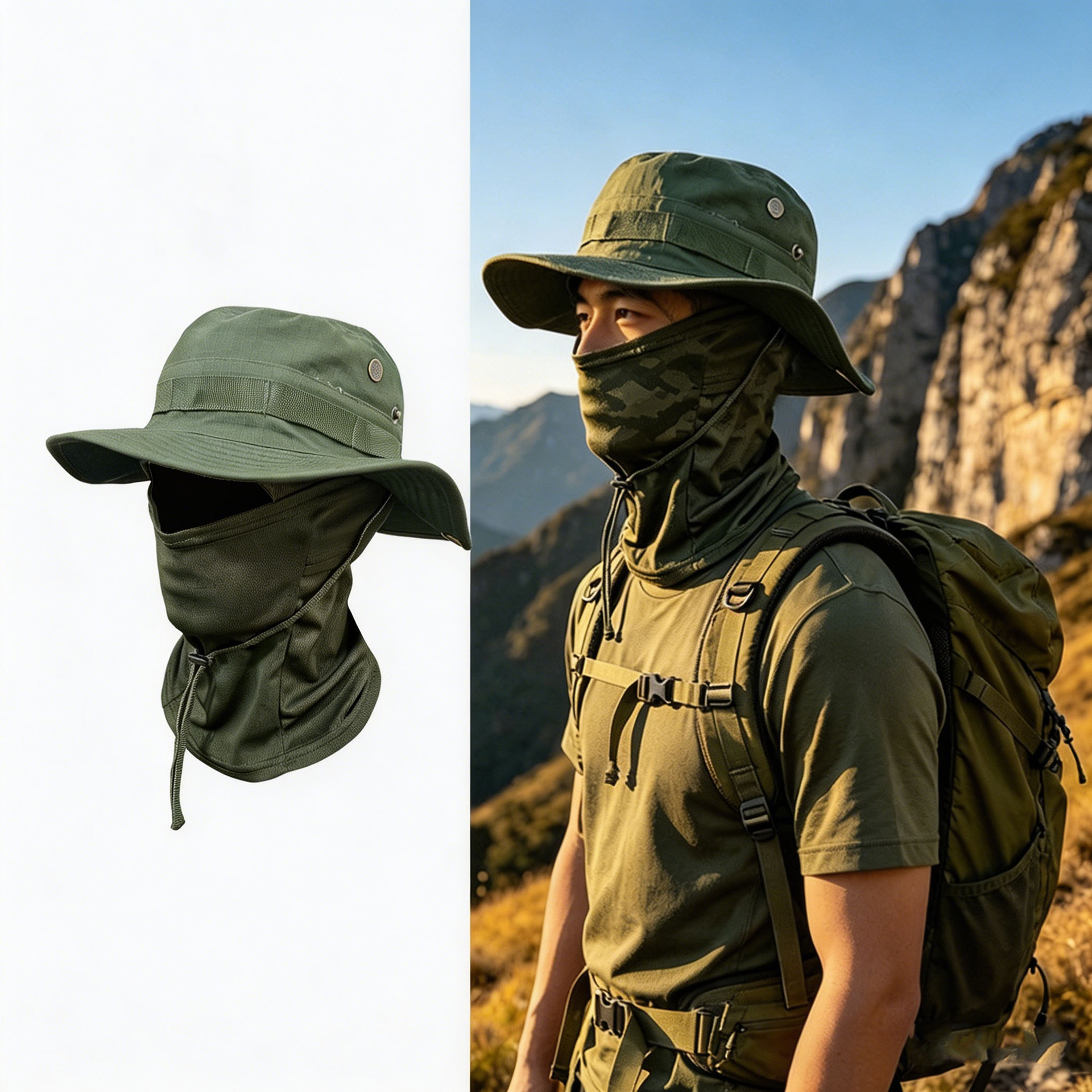 Camouflage Quick-Drying Sun-Protection Outdoor Wide-Brimmed Sun Hat photo 7