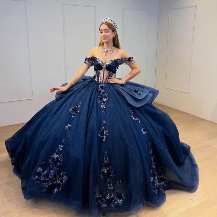 Off Shoulder Applique Dress Prom Polyester Tulle photo 3