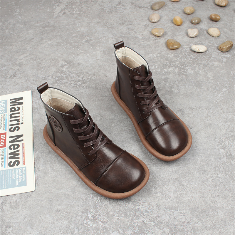 Women's Fleece-lined Lace-up Round-toe Ankle Boots photo 4