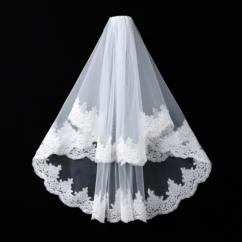 Retro French Double Layer Veil Bride photo 4