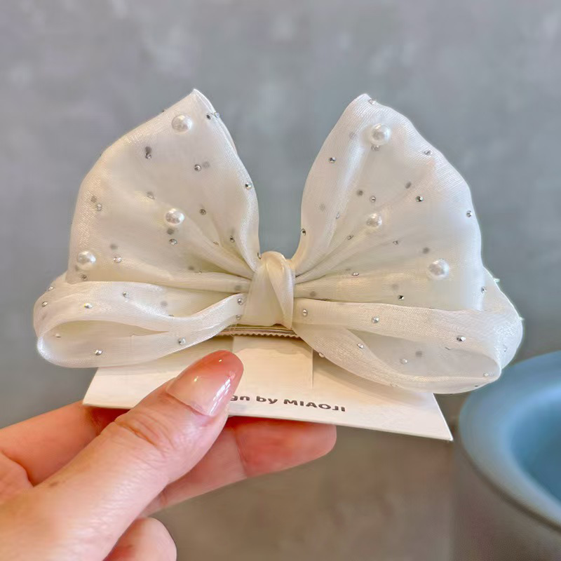 SpringSummer Kids Hair Clip With Three-Dimensional Pearl Big Bow photo 2