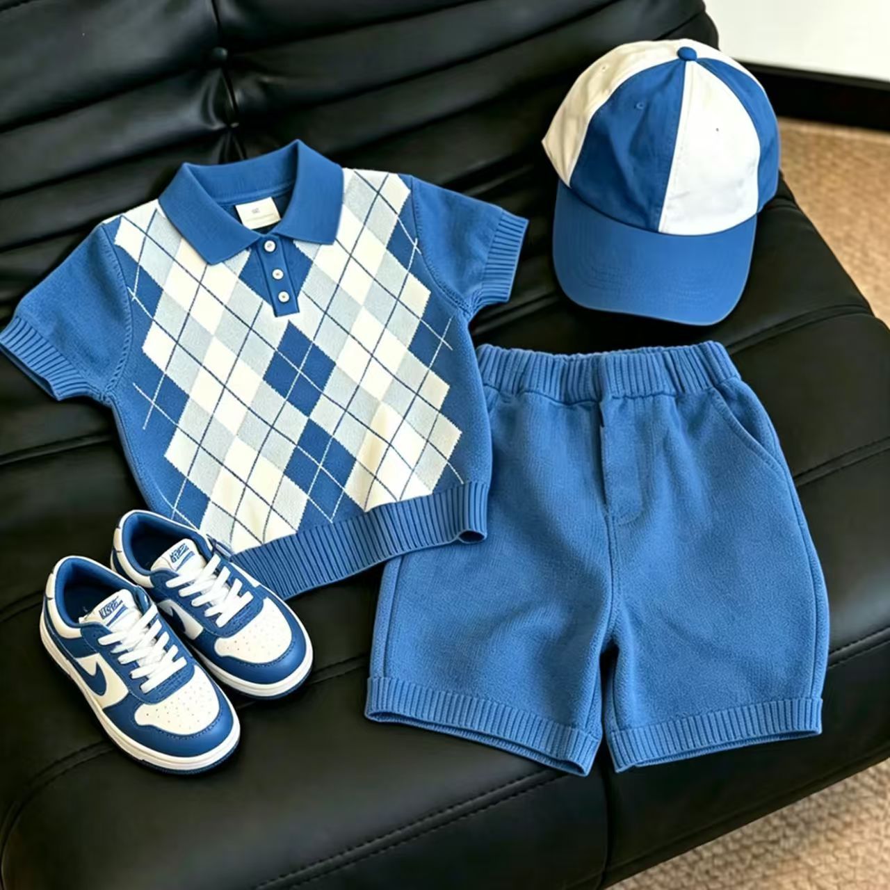 Crew-neck Short-sleeve Knit Top And Childrens Shorts Two-piece Set photo 2