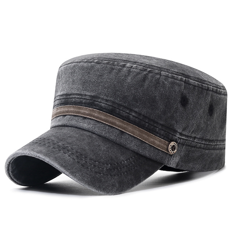 Washed Distressed Flat Crown Hat Breathable Sun Protection Outdoor Cap For Men photo 4