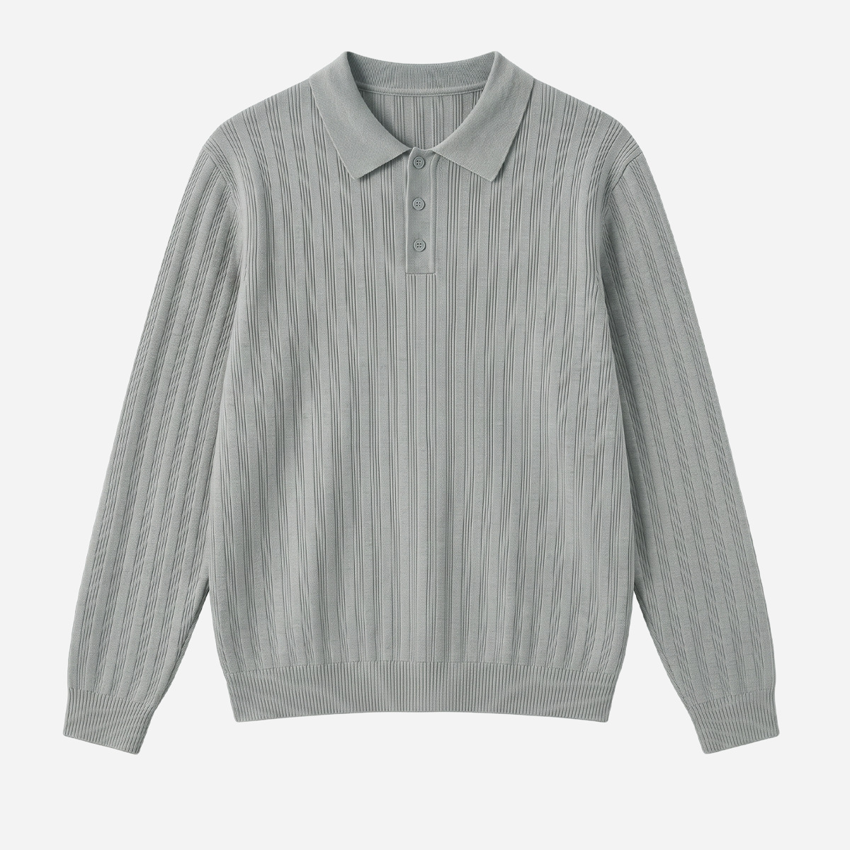 Textured Mens Sweater Polo Shirt Old-money Style Relaxed Fit photo 5