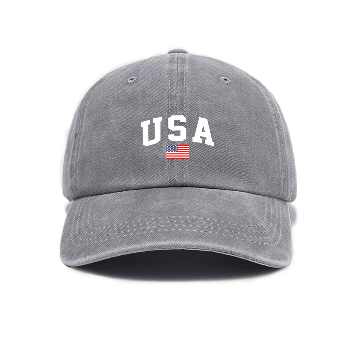 Letter-print Washed-and-distressed Soft-crown Vintage Baseball Cap photo 2