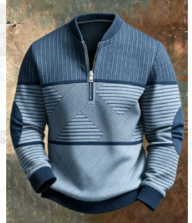 Printed Cross-border Mens Half-zip Pullover Long-sleeve Hoodie photo 4
