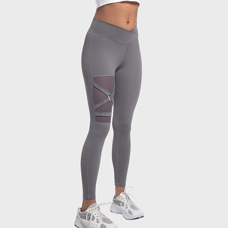 Women's Mesh Yoga Pants With A Crisscross Waist Design photo 7