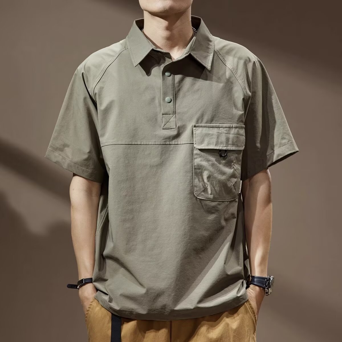 Mens Summer Retro Lapel Trendy T-Shirt photo 6