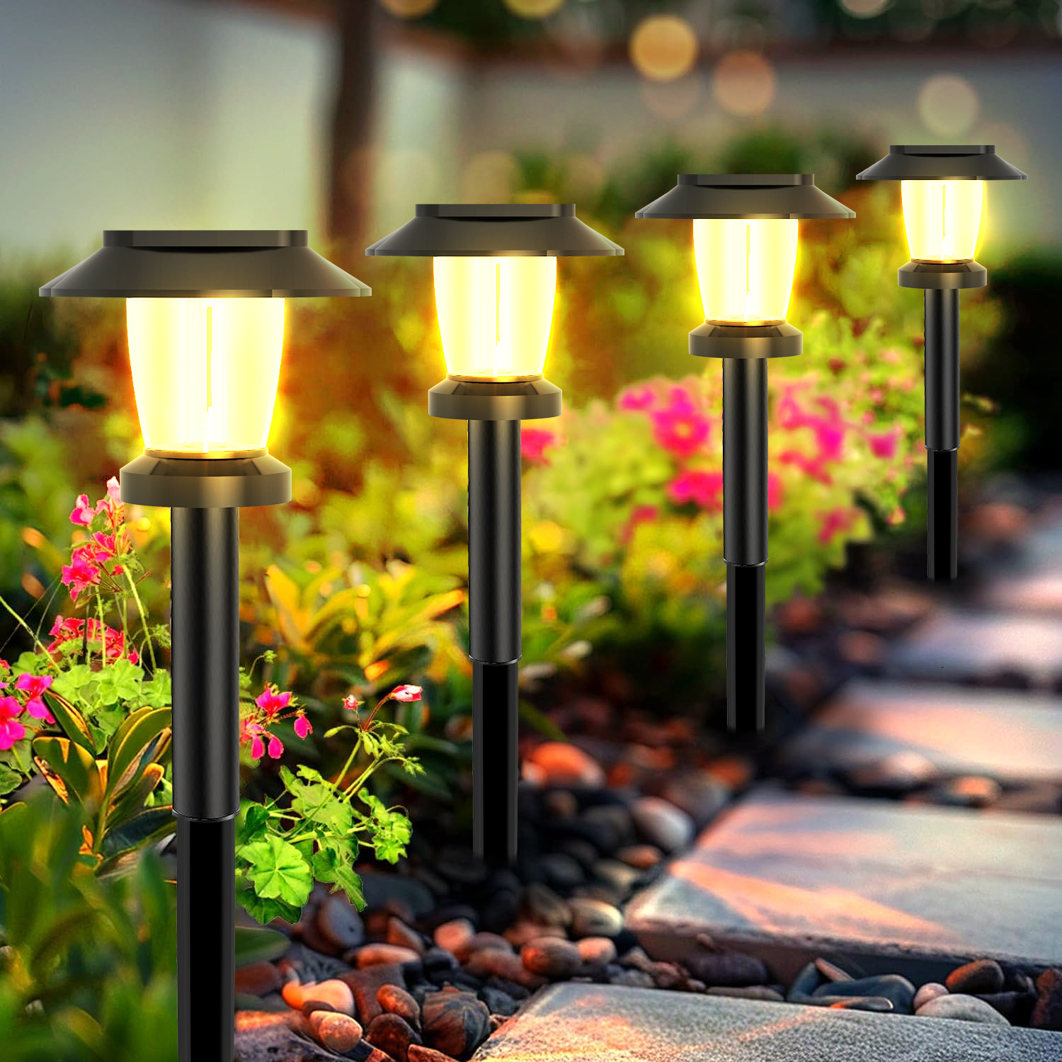 Solar-powered Outdoor Courtyard Light Set photo 1