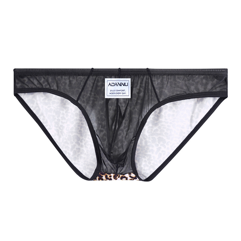 Transparent Sexy Leopard-print Mesh Mens Briefs photo 2