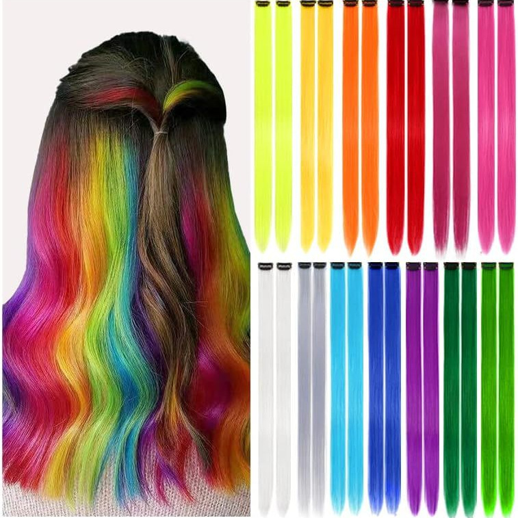 Colorful Hair Extensions With Ear Hanging Dye Available In Over Thirty Shades Colored Hair Strips photo 1