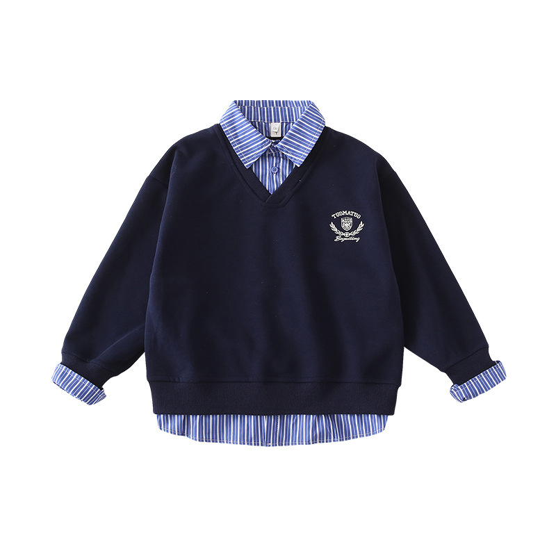 Kids FallWinter Patchwork Polo-Neck Sweater Heavyweight Coordinating Parent-ChildSibling Matching Sets For Boys And Girls photo 6