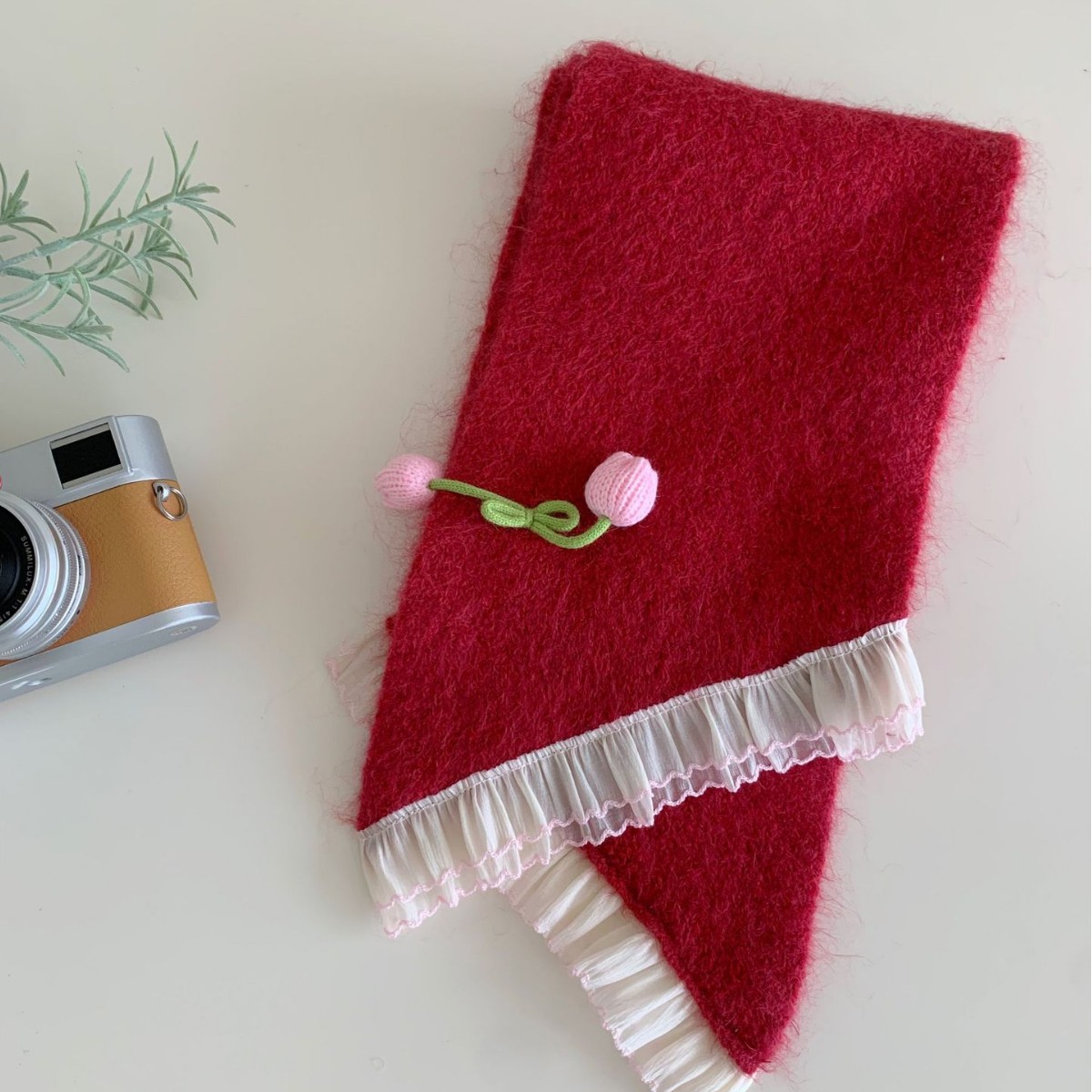 Handmade Tulip Lace Warm Scarf For Women In Winter photo 5
