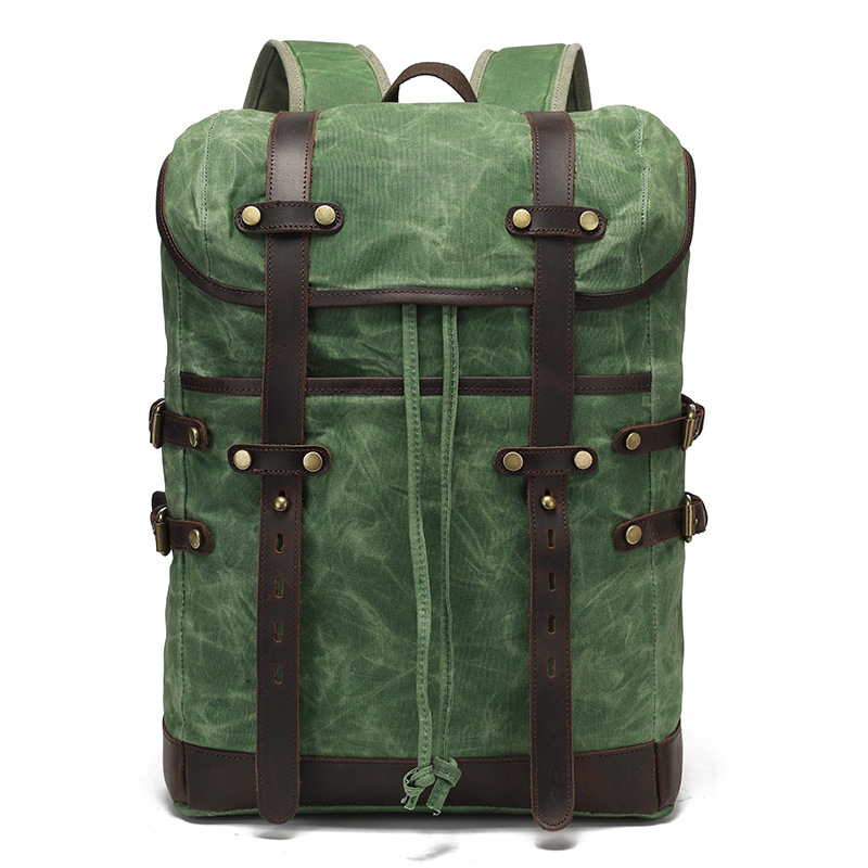 Leisure Travel Bag Water-resistant Canvas Bag With Top-layer Cowhide photo 6