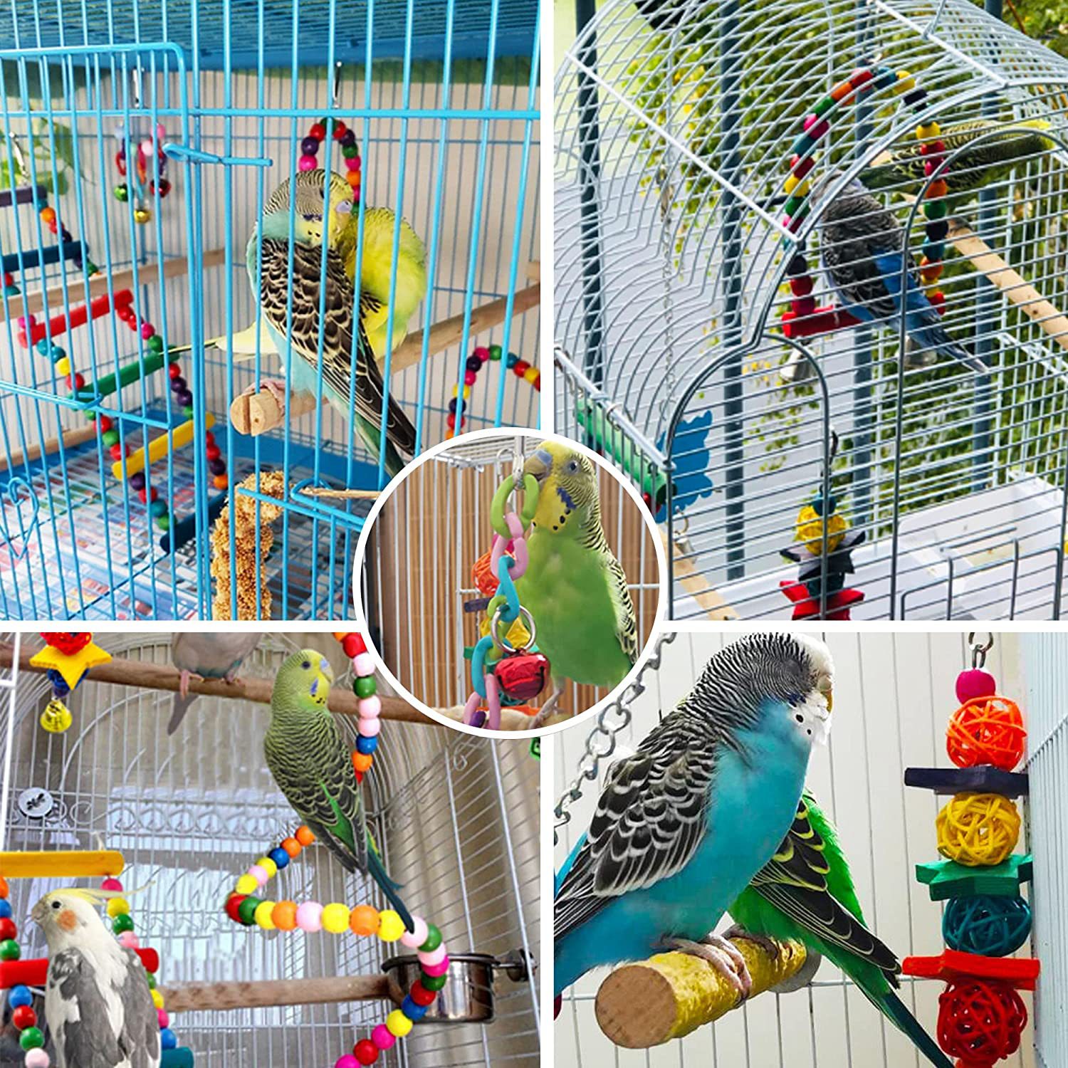 7PCs Parrot Toys Bird Cage Accessories photo 1
