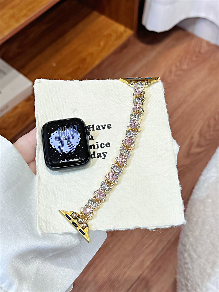 Colored Diamond Fashionable Metal Elastic Watch Strap photo 2