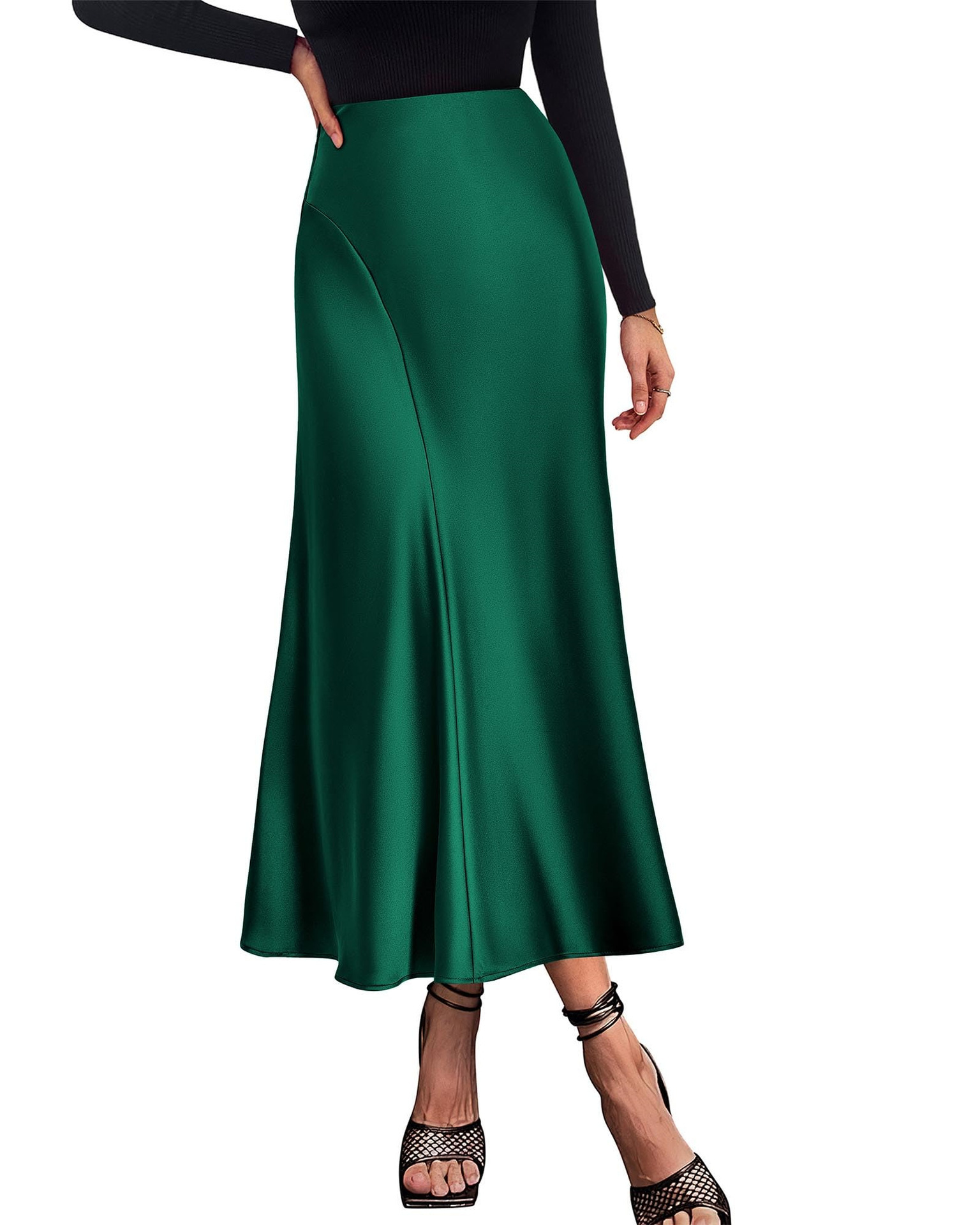 Woven Acetate Draped High-waisted Mermaid Skirt For Women photo 7