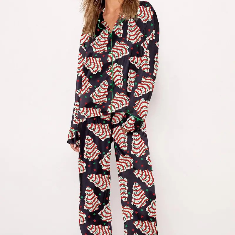Casual Plus Size Temperament Christmas Tree Printing Suit photo 1