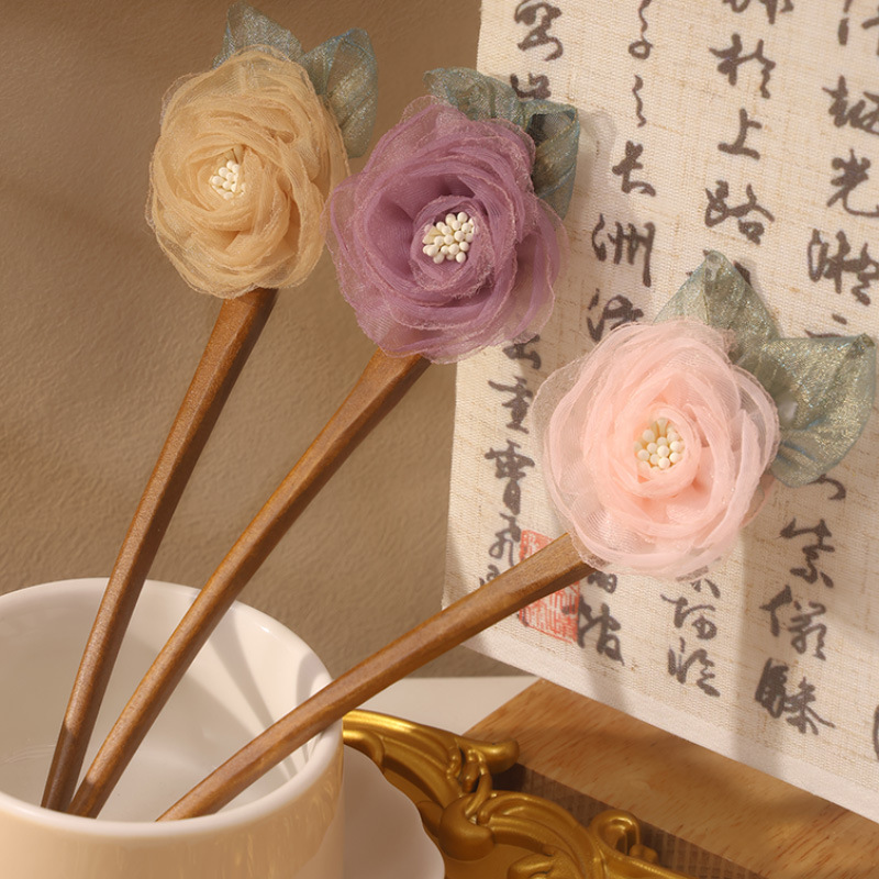Floral Hairpin Ancient-style Hair Ornament With Flowers Elegant Hair Accessory photo 1