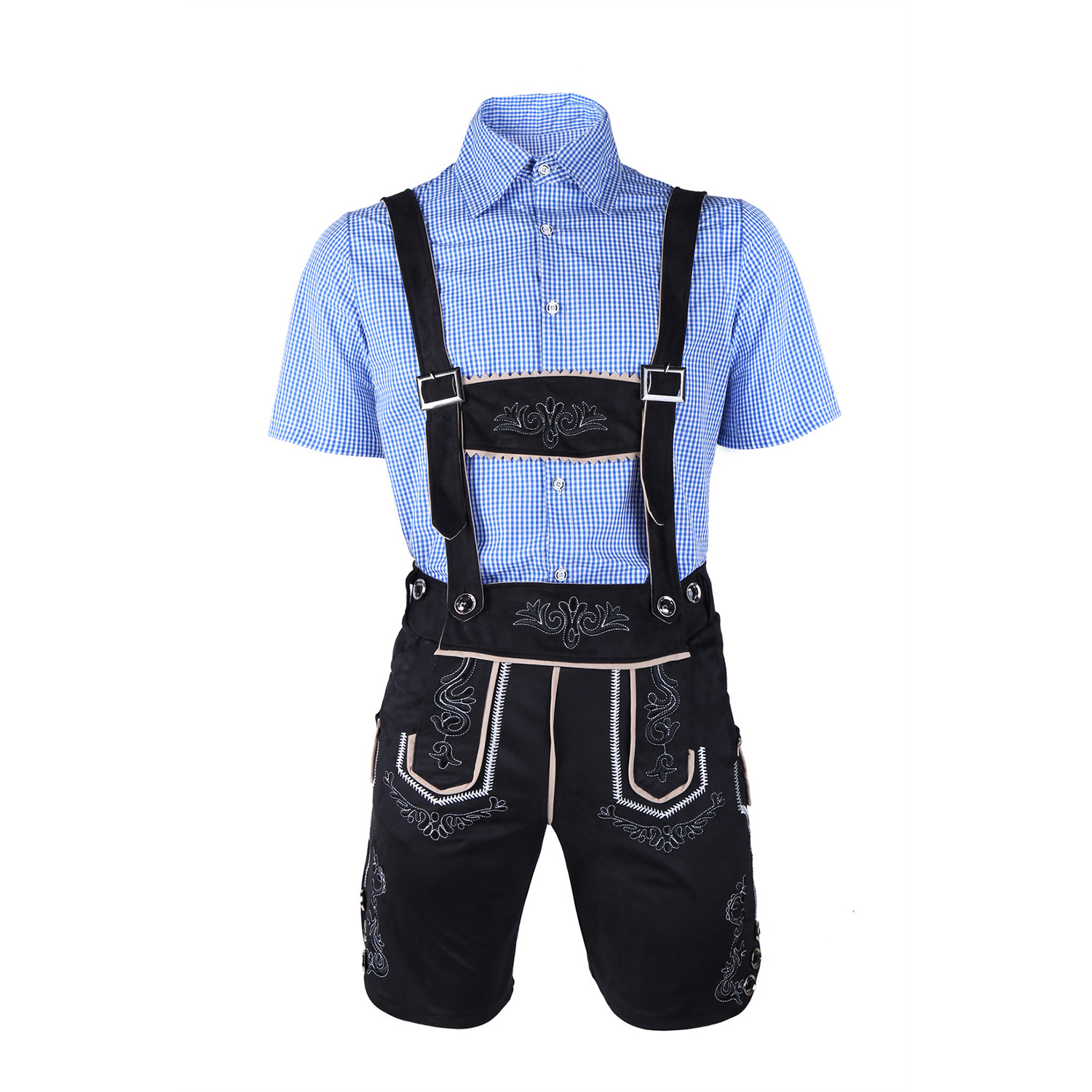 Embroidered Men's Beer-themed Overalls Set photo 3