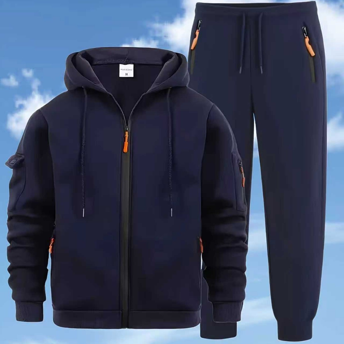 Men's Zip-up Hoodie Sweatshirt Jacket And Sweatpants Sportswear Set photo 6