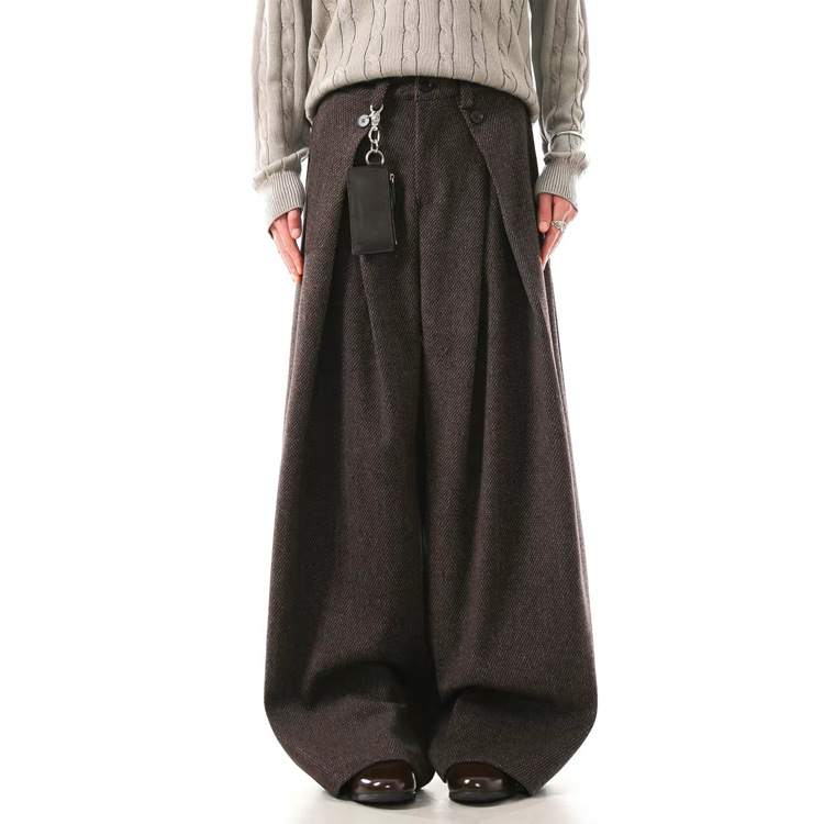 Retro Vintage-style Minimalist A-line Pleated Wool Suit Pants photo 4
