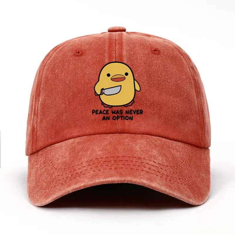 Playful Yellow Duck Print Washed And Distressed Baseball Cap With A Fun Peaked Brim photo 4