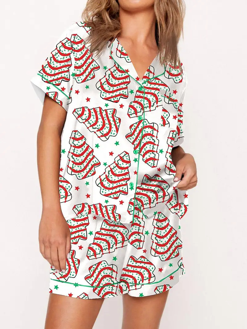 Casual Plus Size Temperament Christmas Tree Printing Suit photo 6