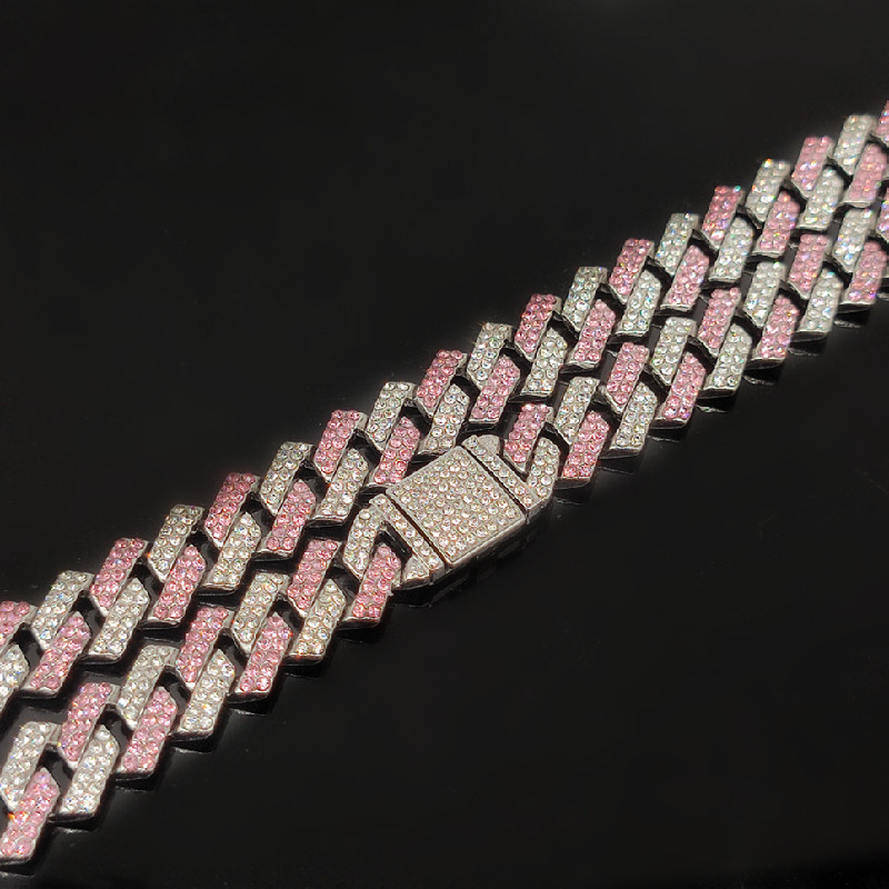 Flip-top, Fully Diamond-encrusted Two-tone Color-blocked Rhombus Necklace photo 6