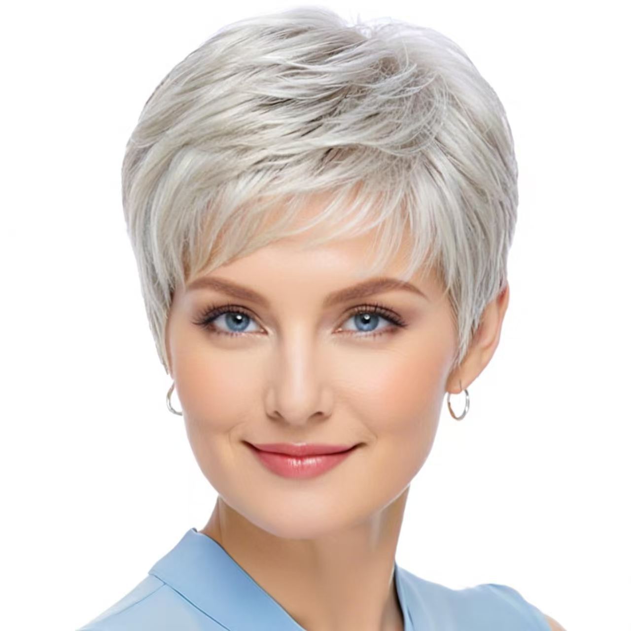 Wig European And American Womens Fashionable Short Gray Wig photo 5